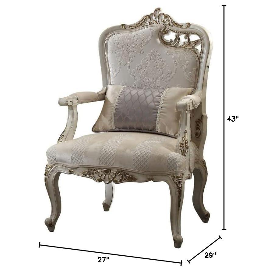 ACME Picardy Accent Chair with Pillow in Antique Pearl