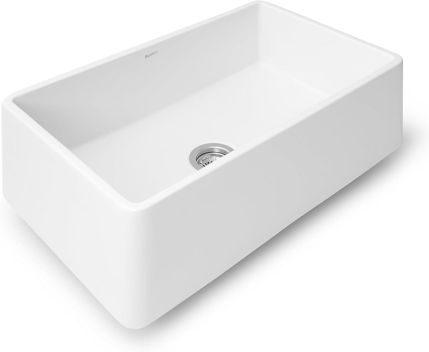 Ruvati 30'' White Fireclay Farmhouse Apron-Front Sink