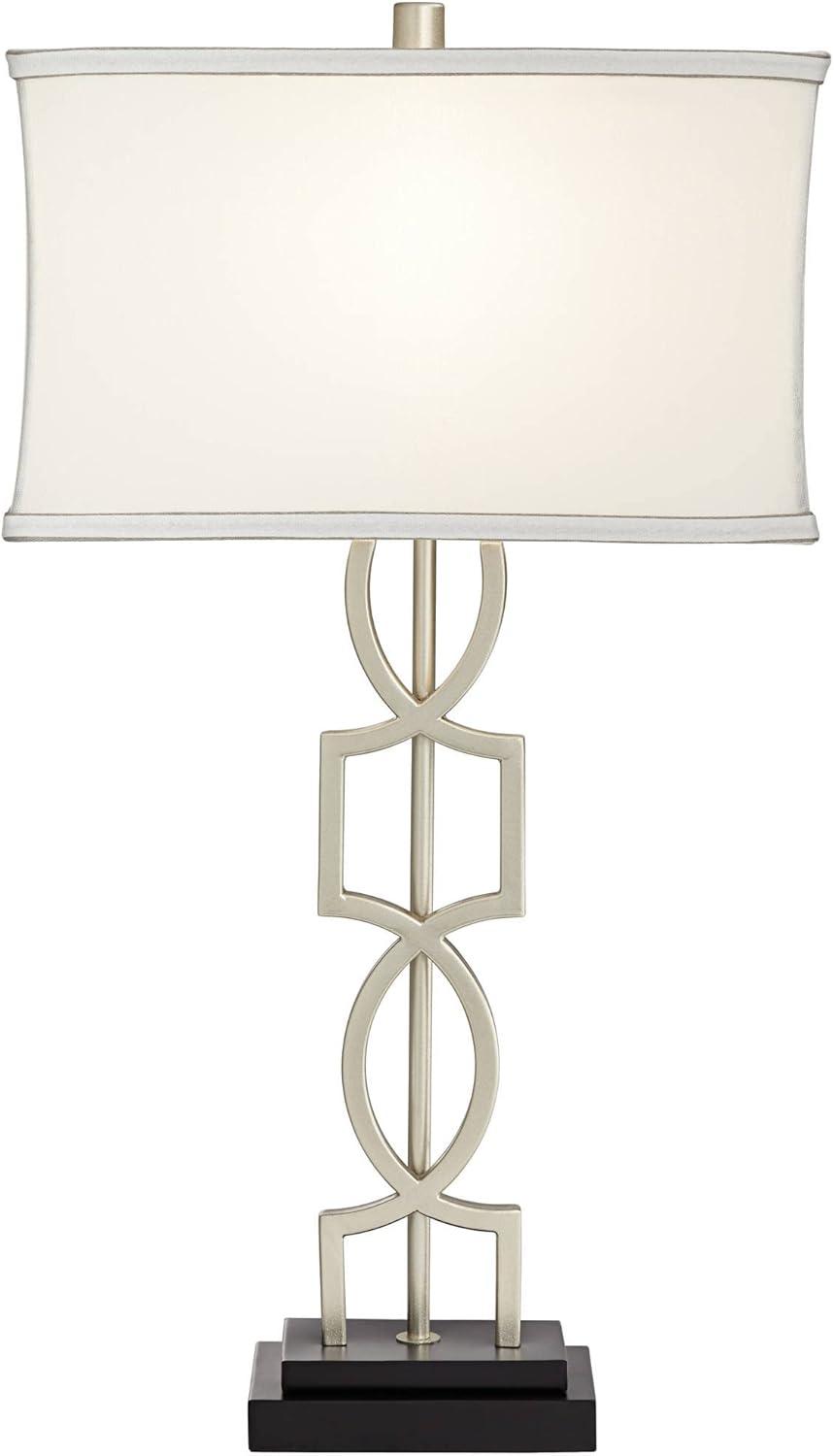 360 Lighting Evan Modern Table Lamps 28 1/2" Tall Set of 2 Brushed Nickel with USB Charging Port White Rectangular Shade for Bedroom Living Room House