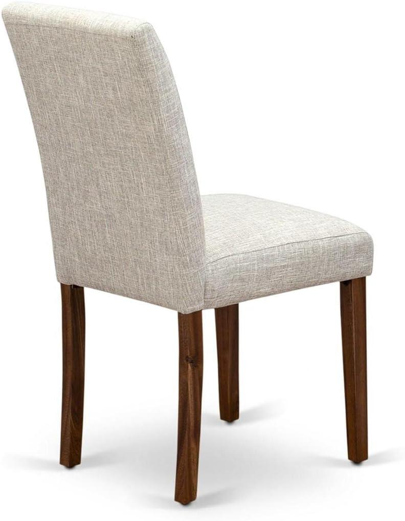 East West Furniture Abbott 35" Linen Dining Chairs in Natural/Gray (Set of 2)