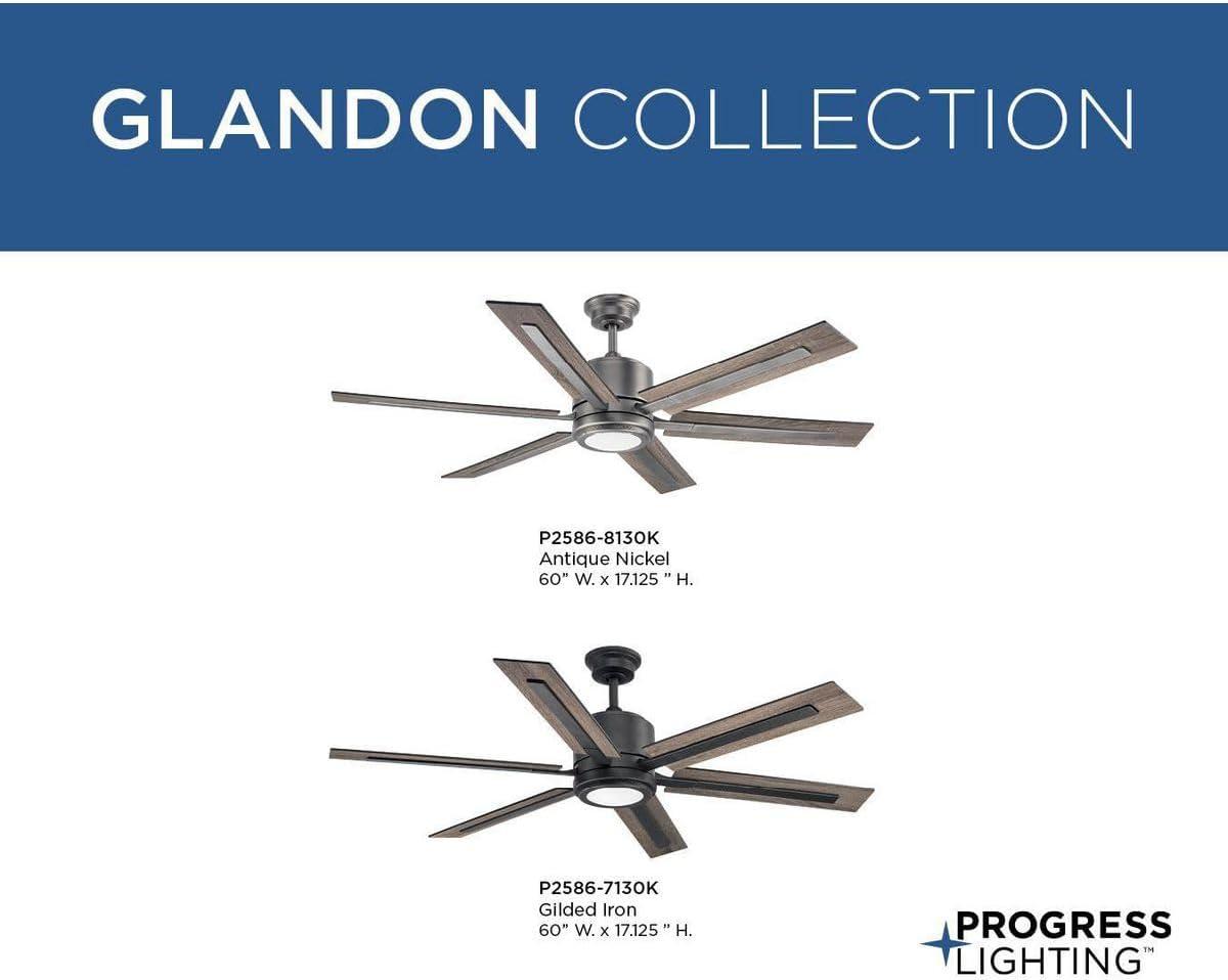 Progress Lighting Glandon 60 Glandon 60" 6 Blade Indoor Ceiling Fan - Nickel