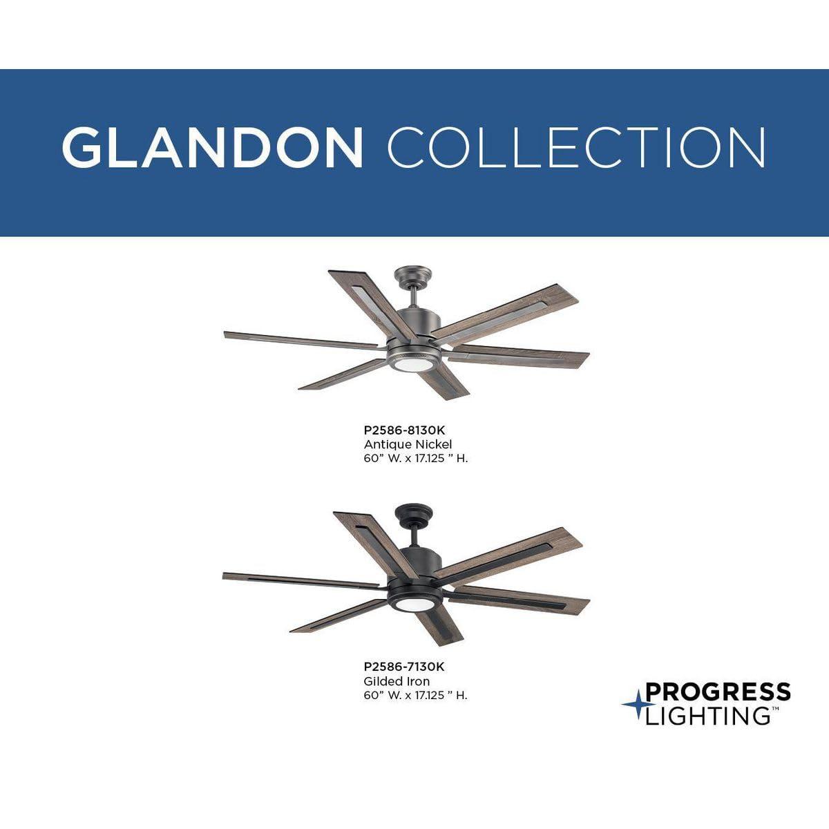 P2586-8130K-Progress Lighting-Glandon - Wide - Ceiling Fan - 1 Light - Handheld Remote in Transitional style - 60 Inches wide by 17.13 Inches