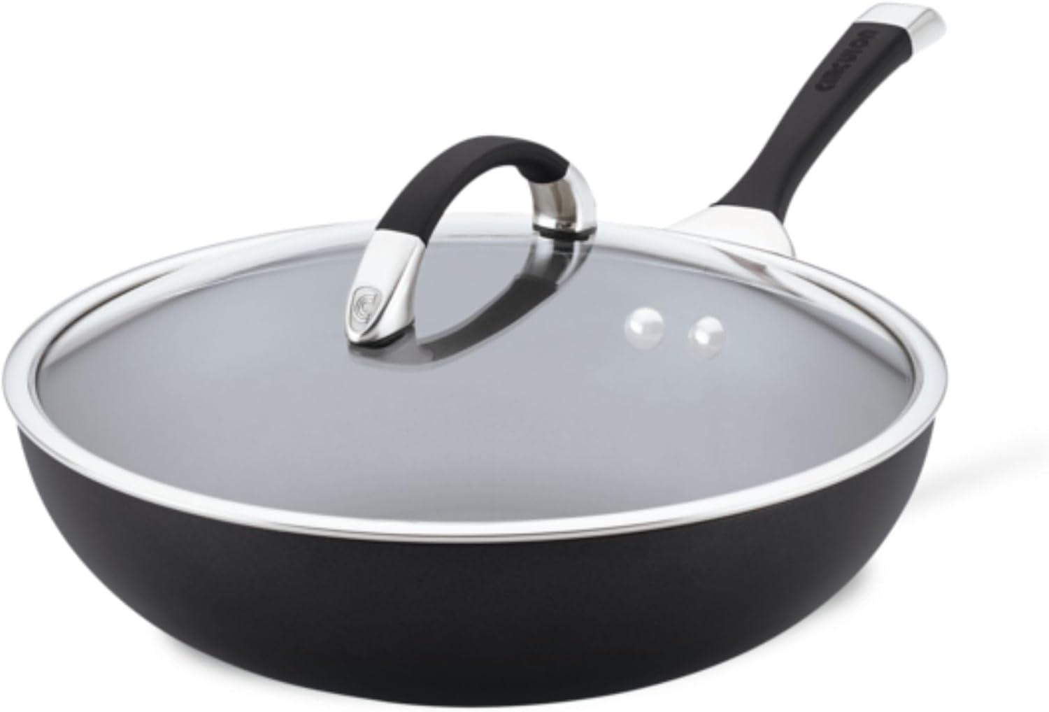 Circulon Symmetry Hard-Anodized Nonstick Essential Pan with Lid, 12-Inch, Black