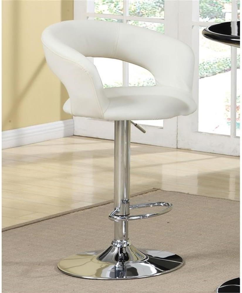 Coaster Upholstered Faux Leather Adjustable Bar Stool in White