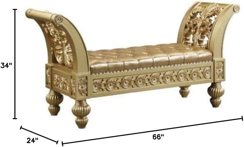 ACME Seville Bench, PU & Gold Finish