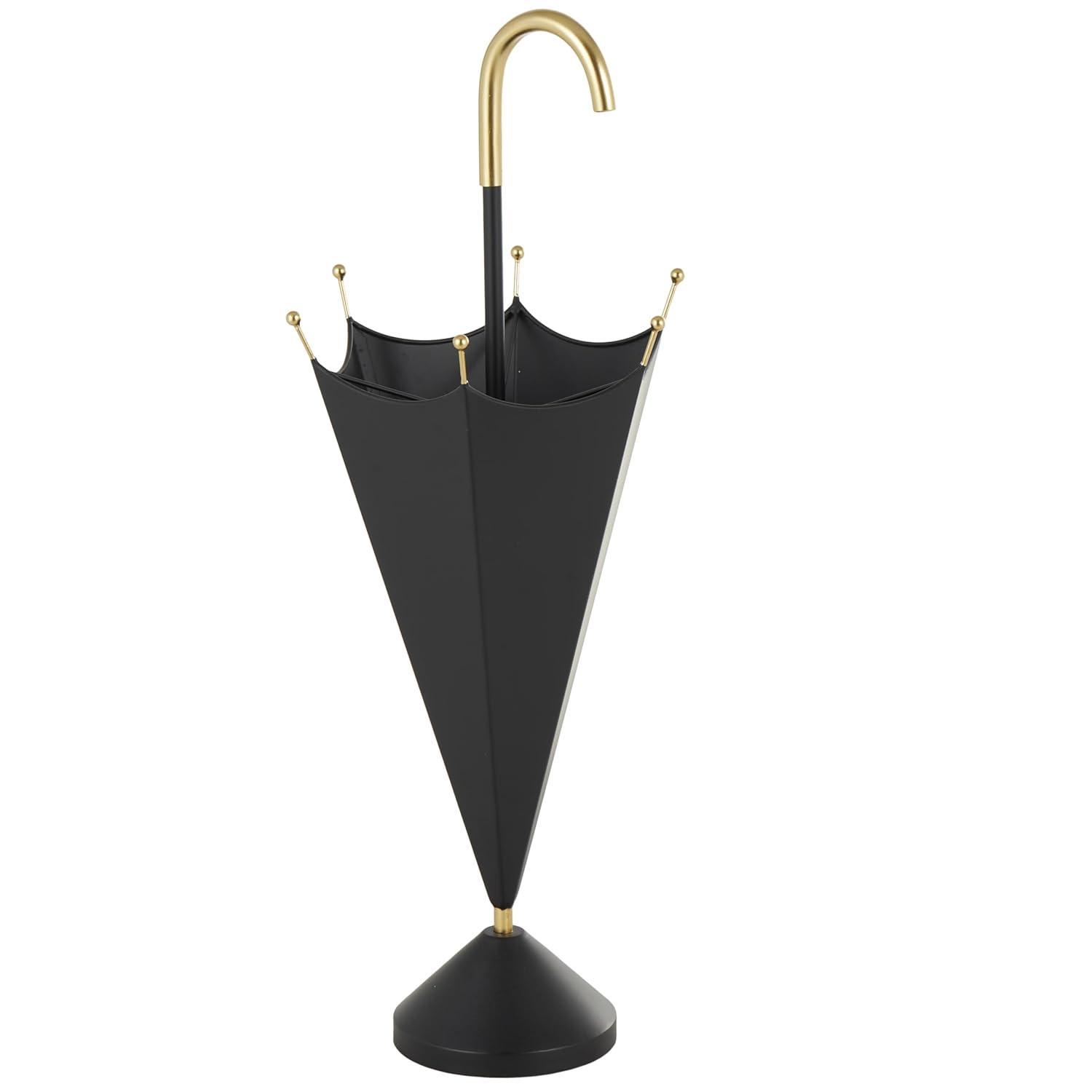 DecMode Gray Metal Galvanized Umbrella Stand with Copper Base and Handle