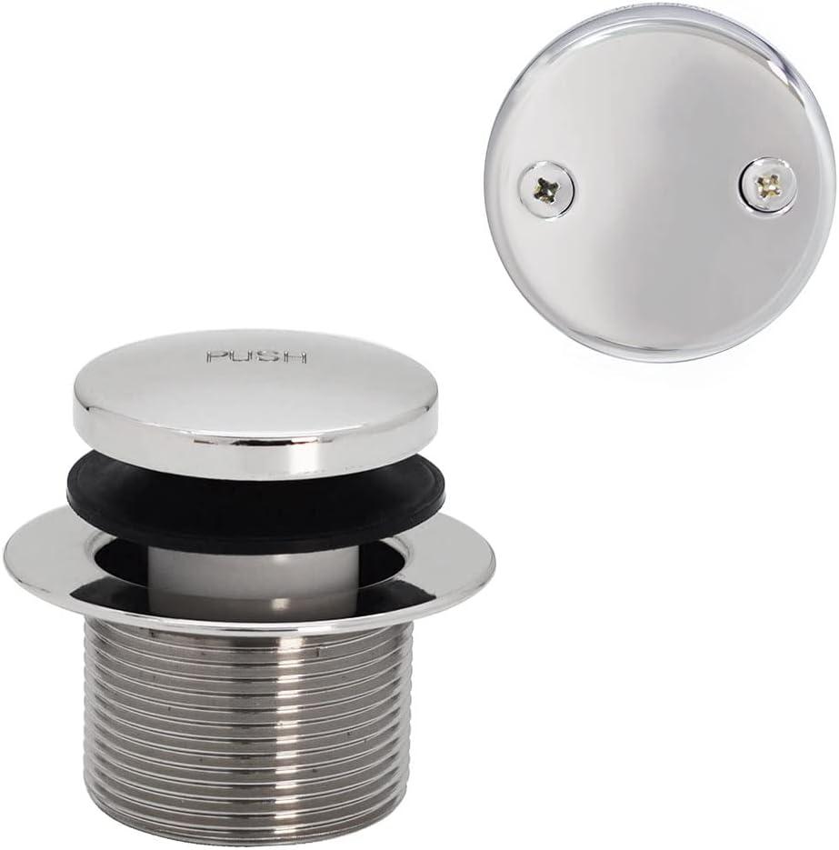 Westbrass 5-1/4" Front Diverter Tub Spout with Tip-Toe Drain and 2-Hole Overflow Trim CO531-26