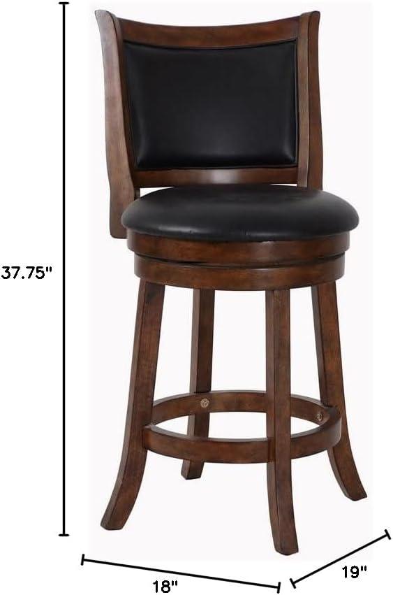 New Classic Bristol 29" Wood Swivel Bar Stool with PU Seat in Dark Brown/Black