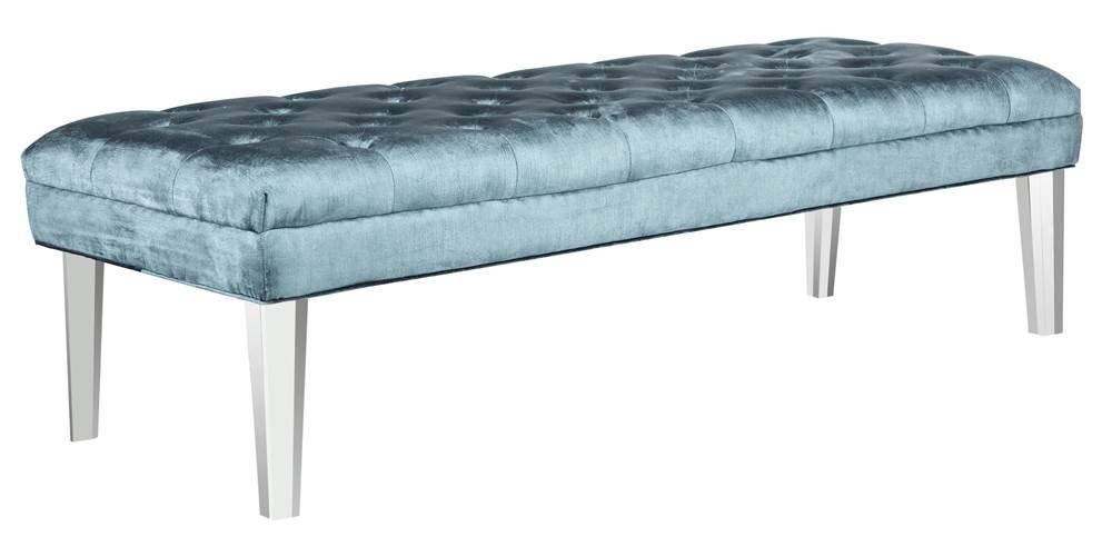 Abrosia Tufted Bench - Cyan - Safavieh
