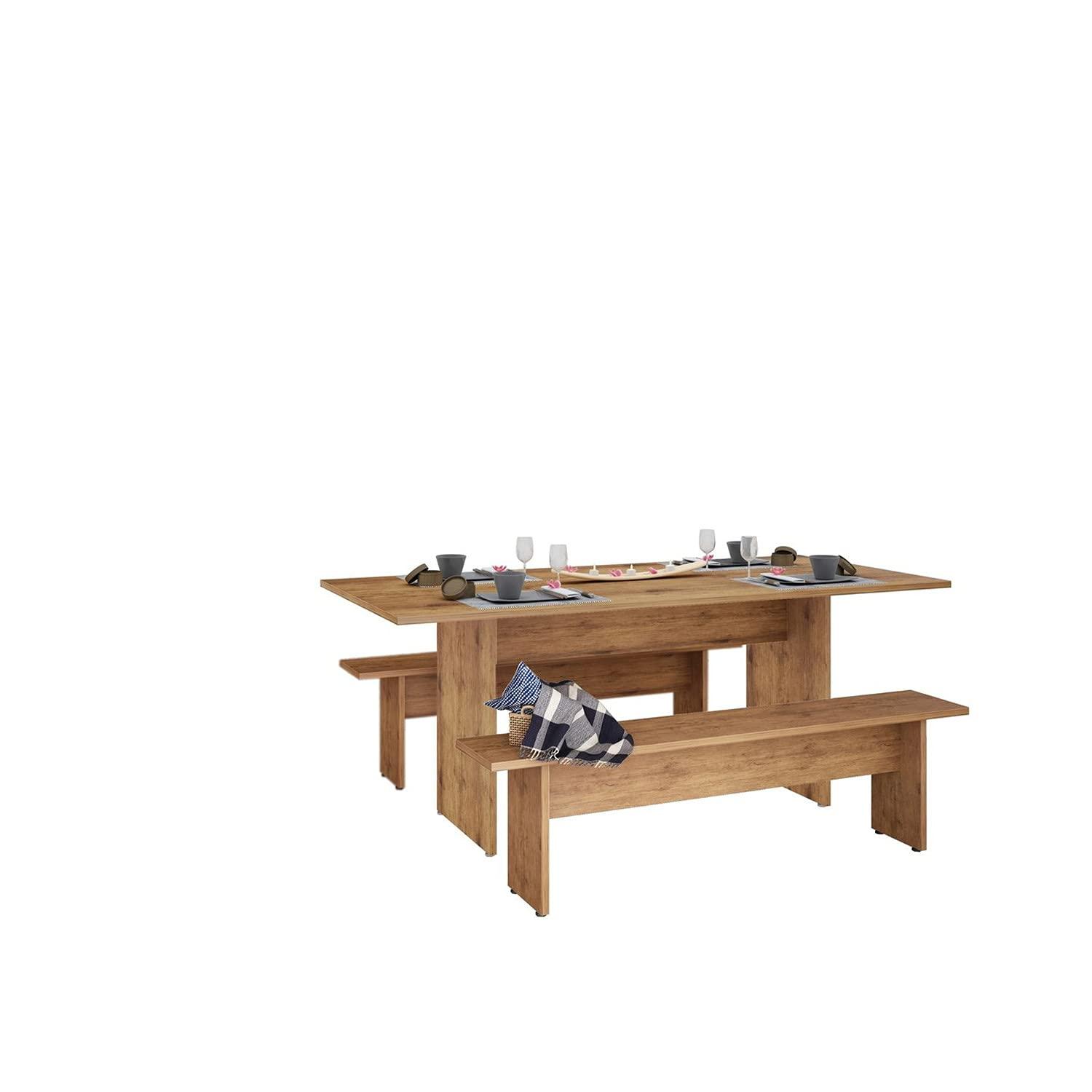 NoMad 67.91 Rustic Country Dining Set of 3 in Nature