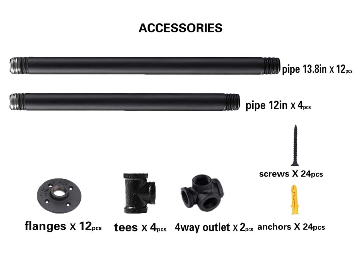 Industrial Pipe Table Leg Set,Metal Table Legs for Coffee and End Tables, Desks, Nightstand,2Pcs, 28" H × 18" W(Black)