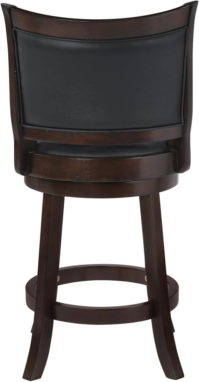 New Classic Furniture, Bristol Wood Swivel Bar Stool with PU Seat in Dark Brown, Brown
