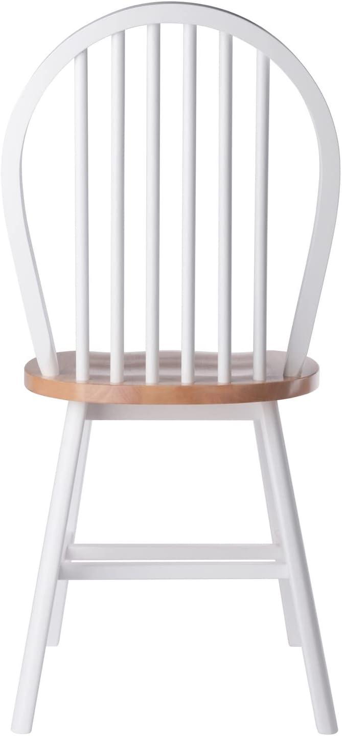 Winsome 2pc Windsor Chair Set Natural/White : Wood Frame, Spot Clean, Transitional Style, No Tools Assembly