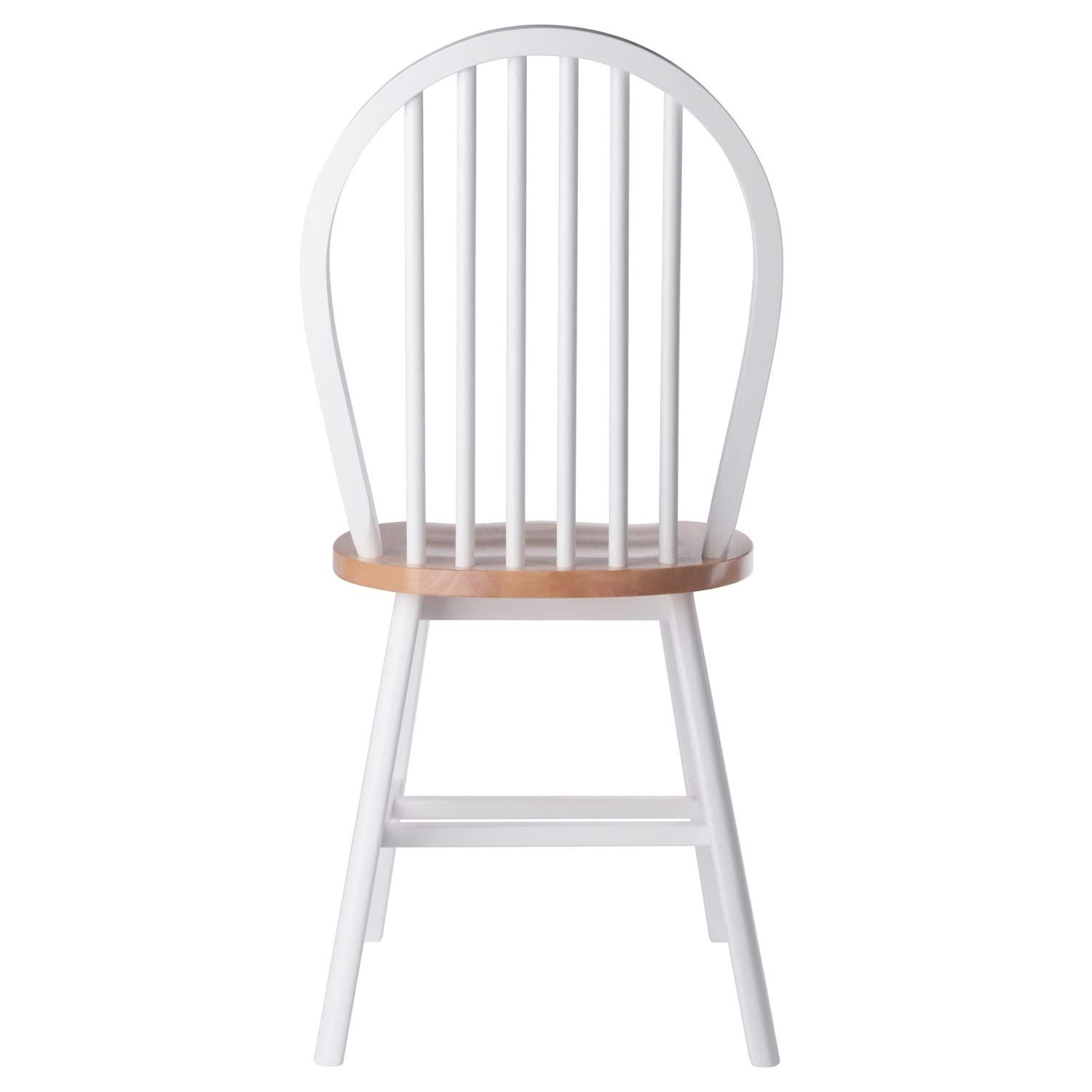 Winsome 2pc Windsor Chair Set Natural/White : Wood Frame, Spot Clean, Transitional Style, No Tools Assembly