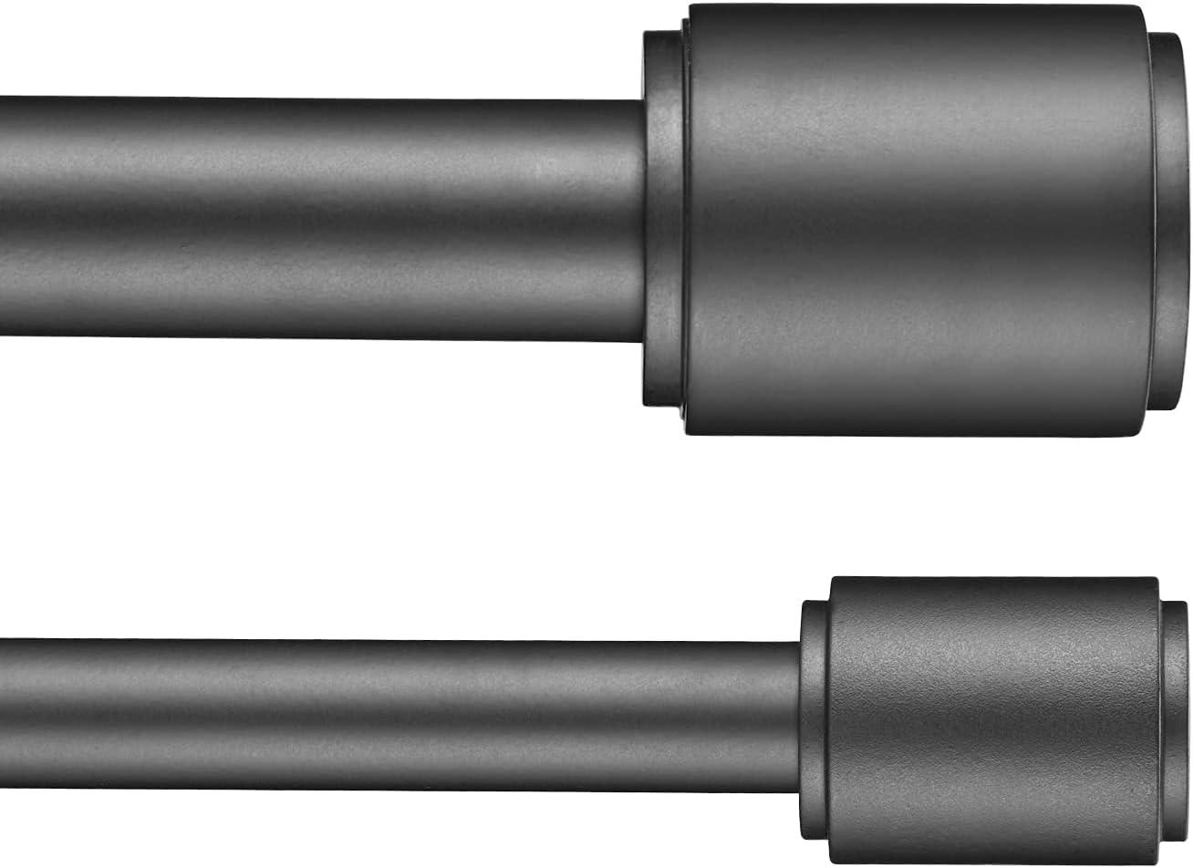 Adjustable Black Double Curtain Rod with Cylindrical Finials