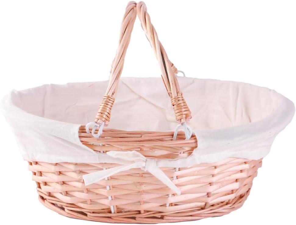 Elegant Oval Wicker Storage Basket with Fabric Lining