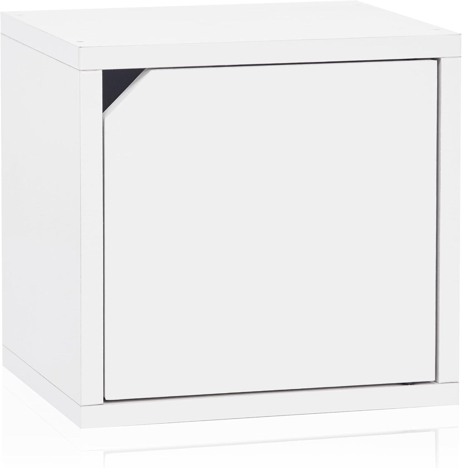 White Stackable Cube Bookshelf with Door