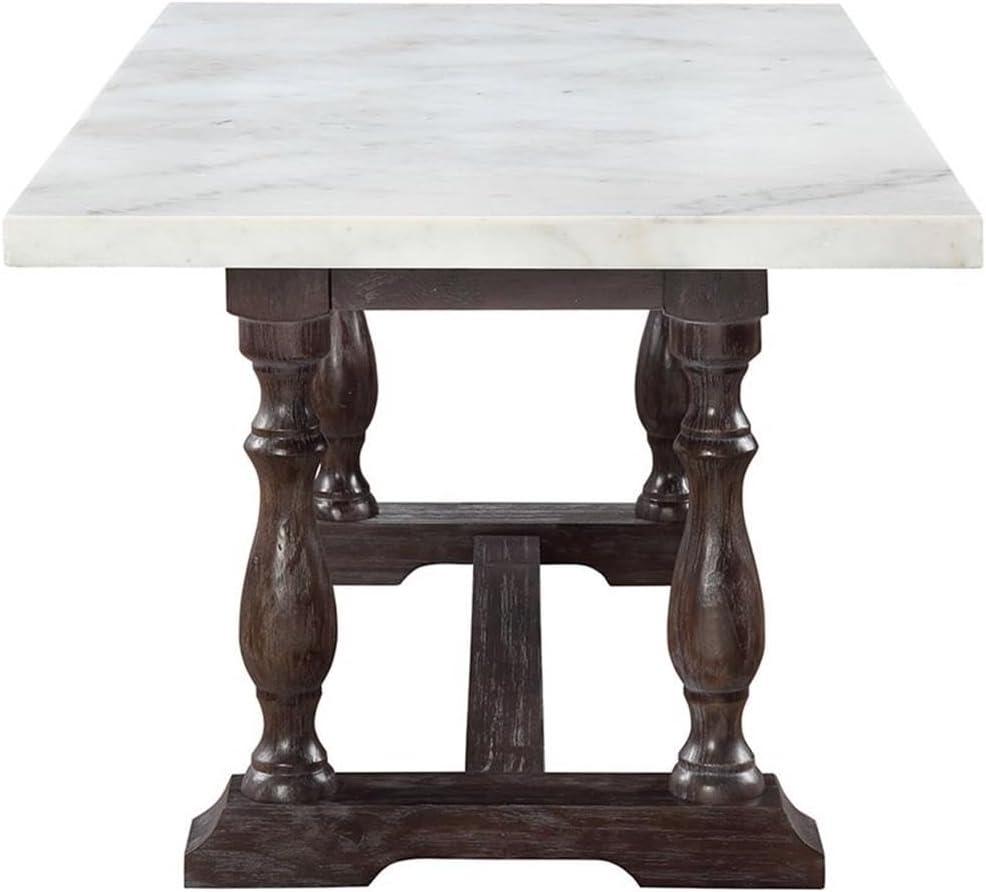 Kelly Clarkson Home Concert Marble Top Dining Table in White and Weathered Espresso