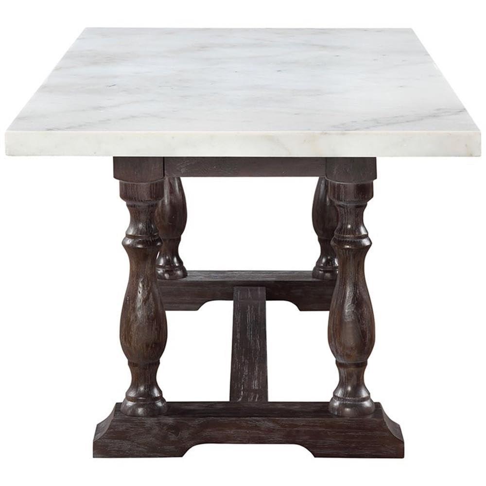 Kelly Clarkson Home Concert Marble Top Dining Table in White and Weathered Espresso