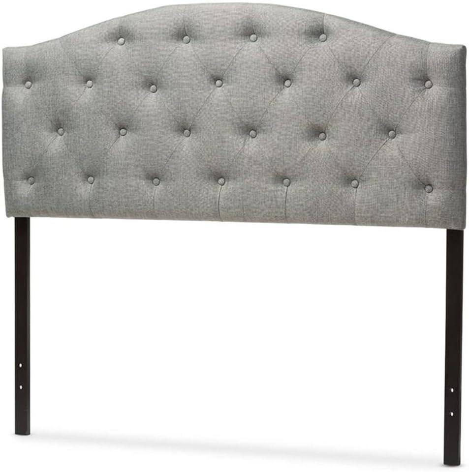 Myra Modern And Contemporary Fabric Upholstered Button-Tufted Scalloped Headboard - Baxton Studio