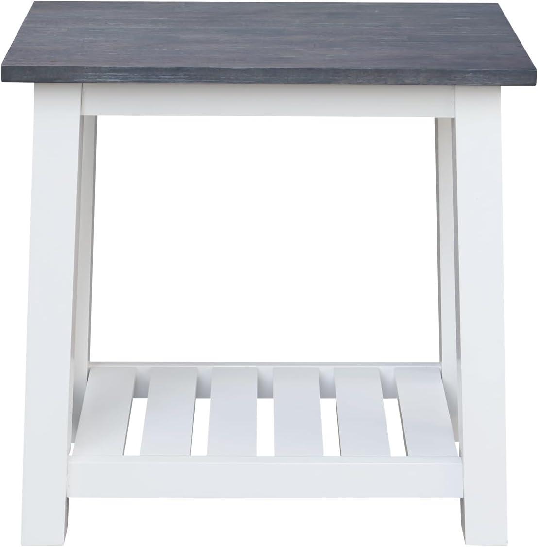 Eco-Friendly Parawood Surrey Rectangular Side Table in White & Heather Gray