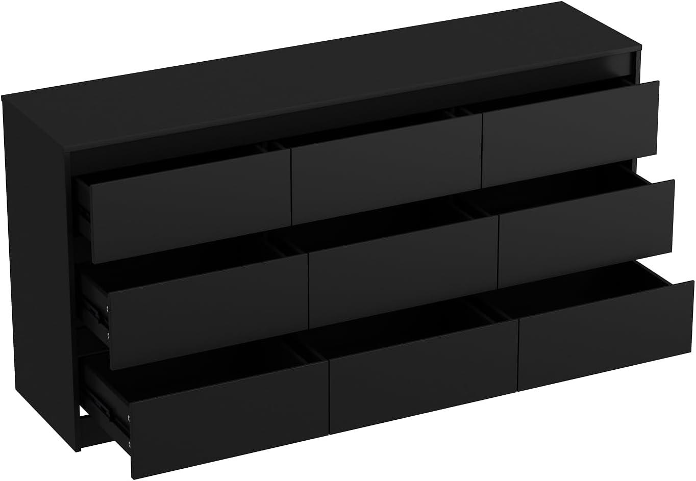 FAMAPY Chest of Drawers Dresser No Handles, 6 Drawer Dresser with Wide Storage, Modern Contemporary 6-Drawer Chest, for Bedroom Black (59”W x 15.7”D x 32.3”H)