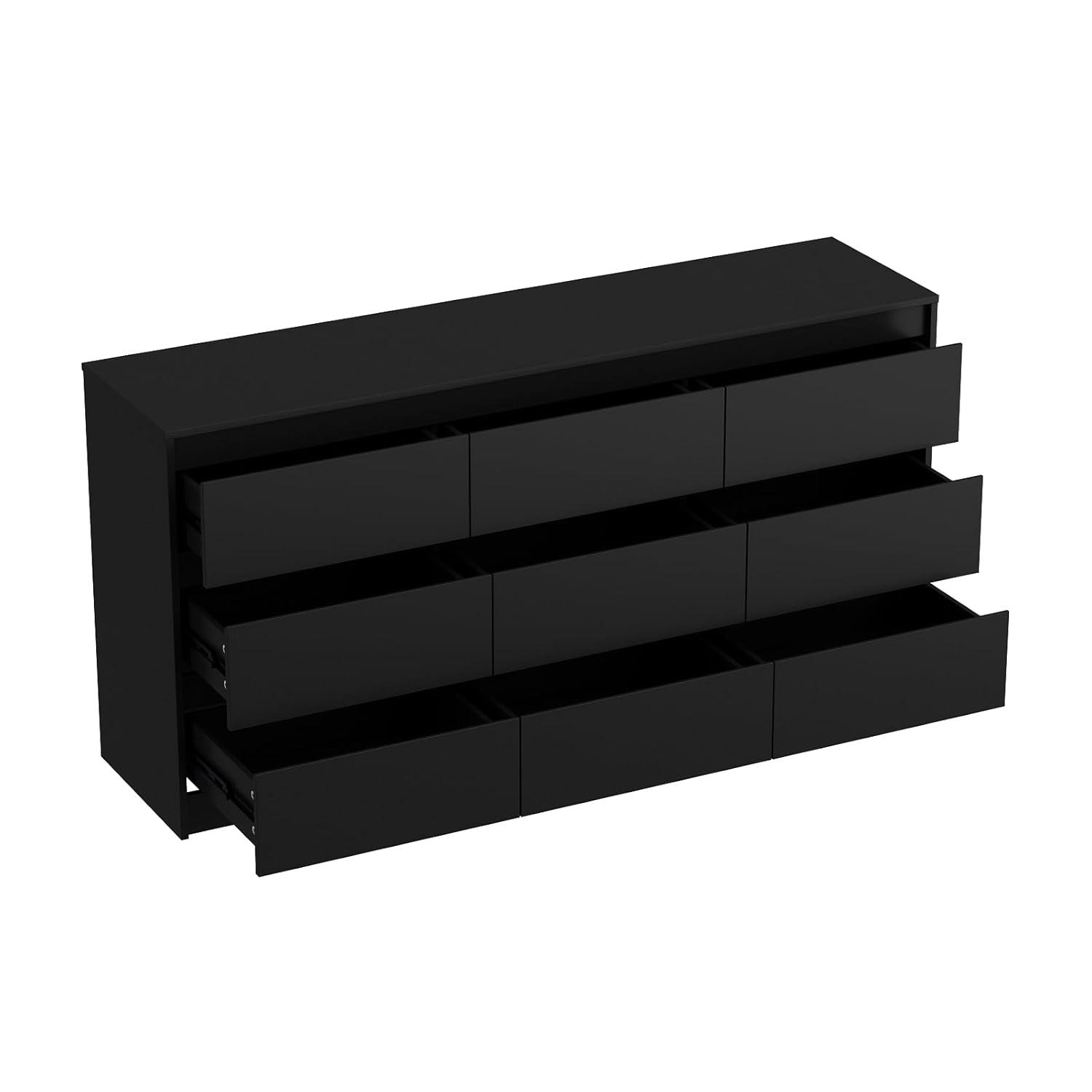FAMAPY Chest of Drawers Dresser No Handles, 6 Drawer Dresser with Wide Storage, Modern Contemporary 6-Drawer Chest, for Bedroom Black (59”W x 15.7”D x 32.3”H)