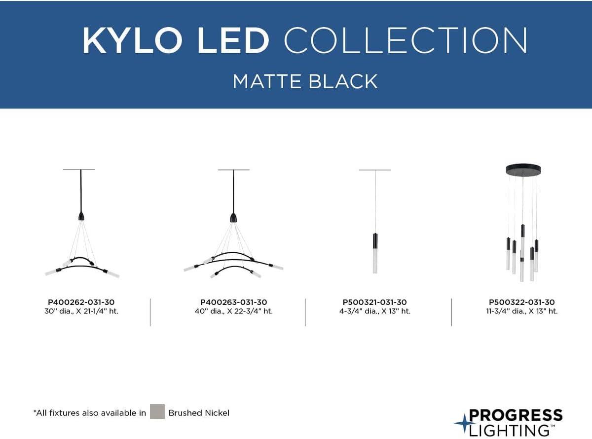 Progress Lighting Kylo 1-Light LED Modern Hanging Pendant Light, Aluminum, Matte Black, Frosted Acrylic Shade