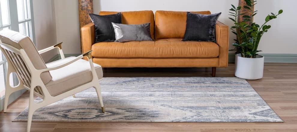 Unique Loom Portland Collection Area Rug - Orford (7' 1" x 10' Rectangle Navy Blue/Blue)