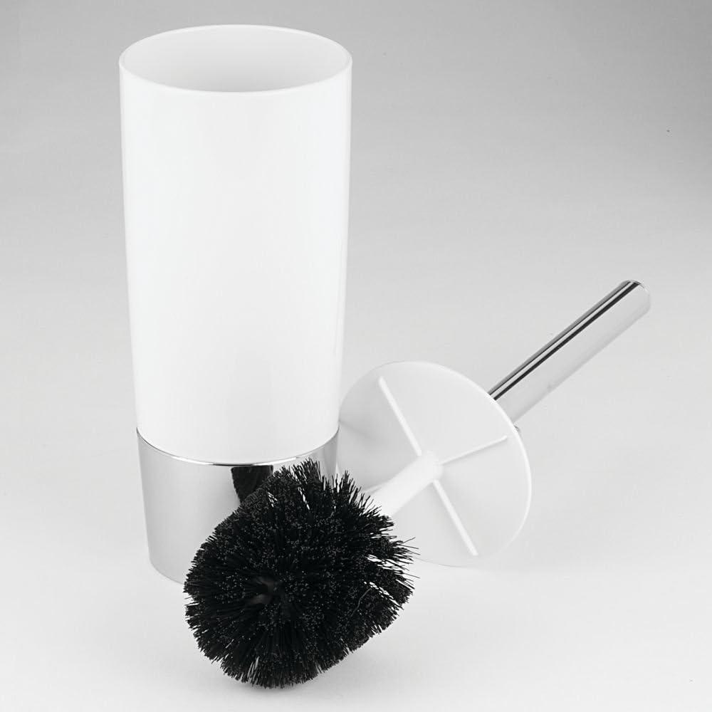 iDESIGN Duetto Plastic Toilet Bowl Brush and Holder Slim Set for Bathroom Cleaning and Storage