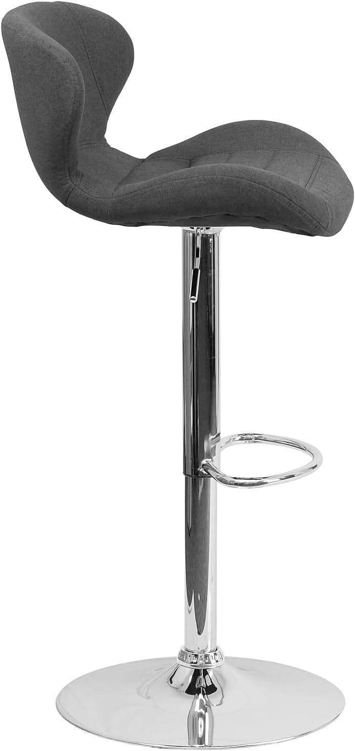 Flash Furniture Contemporary Orange Vinyl Adjustable Height Barstool with Curved Back and Chrome Base