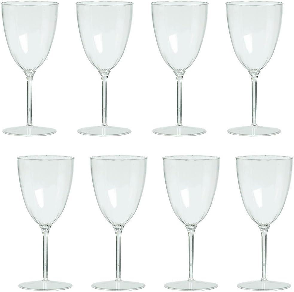 VeZee's Lillian Elegant Clear 8oz Plastic Wine Goblet -8/Pack for Elegant Parties, Weddings, Birthdays & All Occasion:8CT