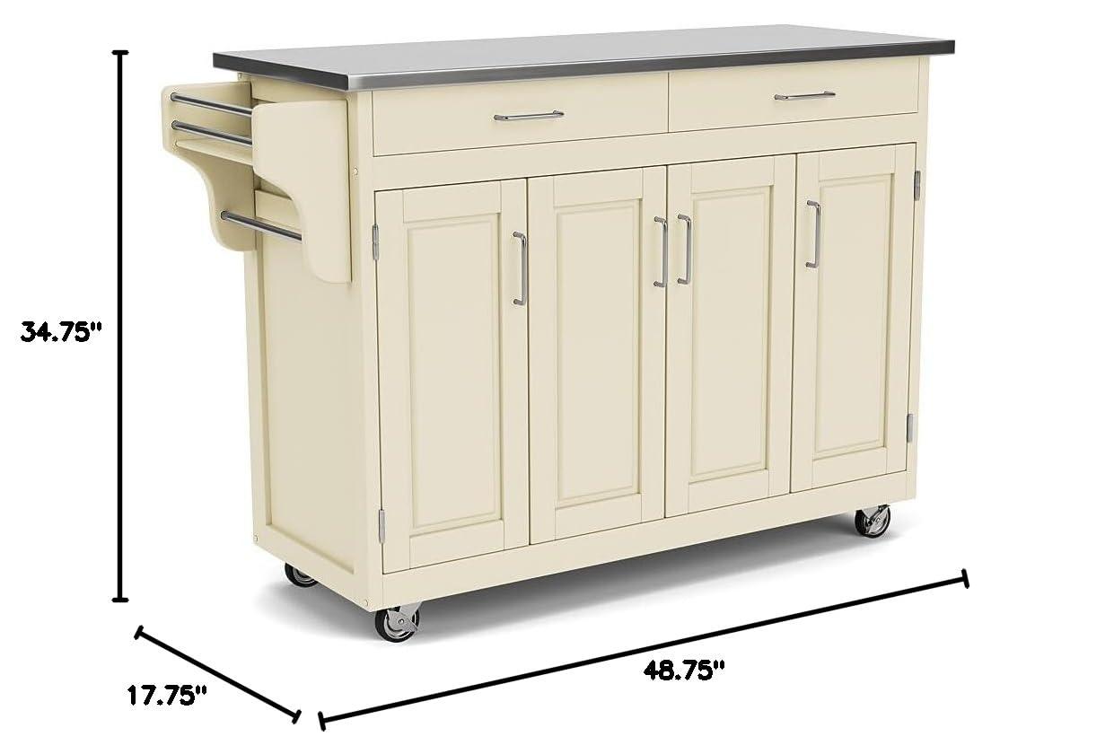 Create-a-Cart White Kitchen Cart With Stainless Top