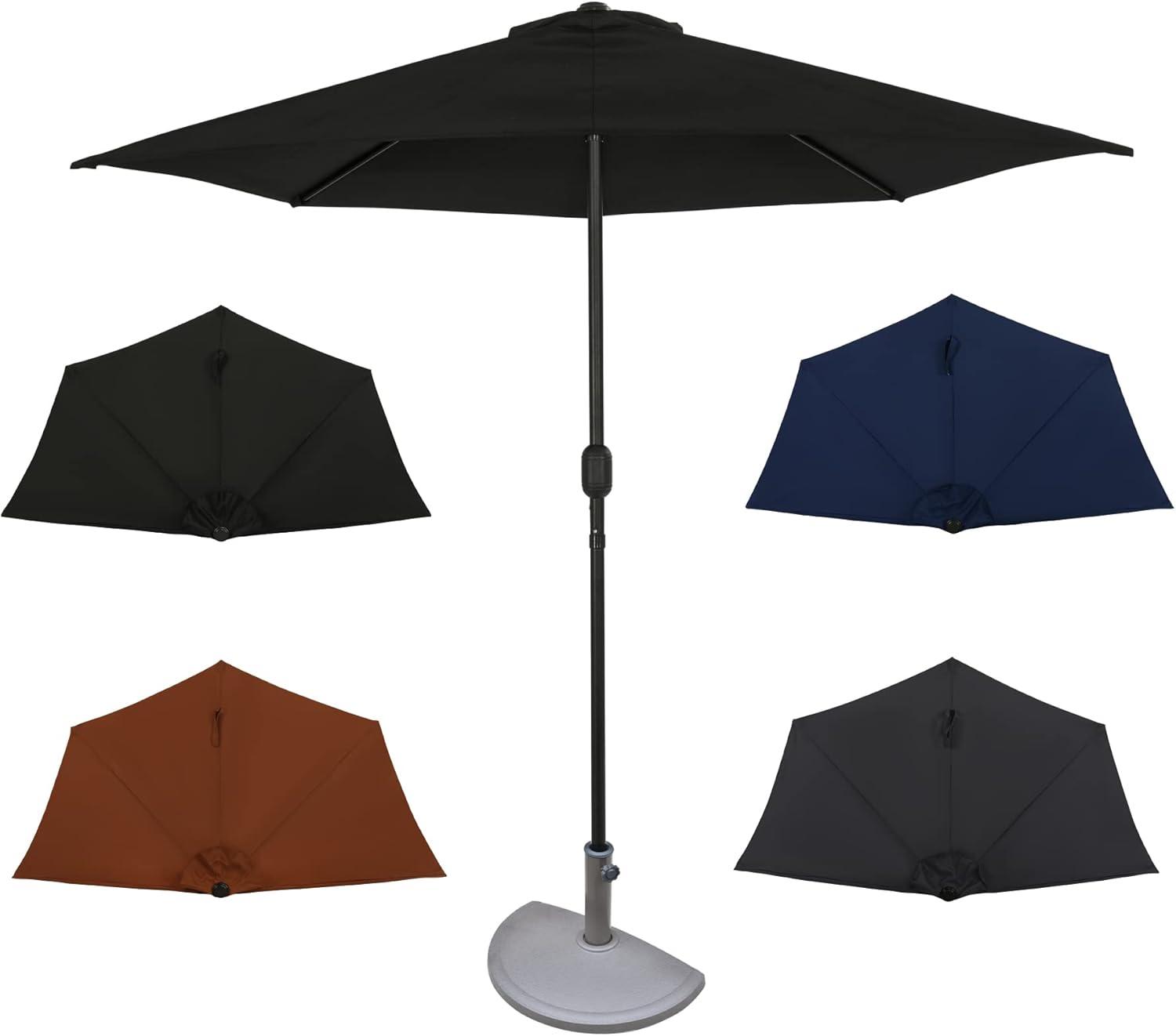 9' x 4.5' Lanai Half Patio Umbrella Black - Island Umbrella: Steel Frame, Water & UV Resistant