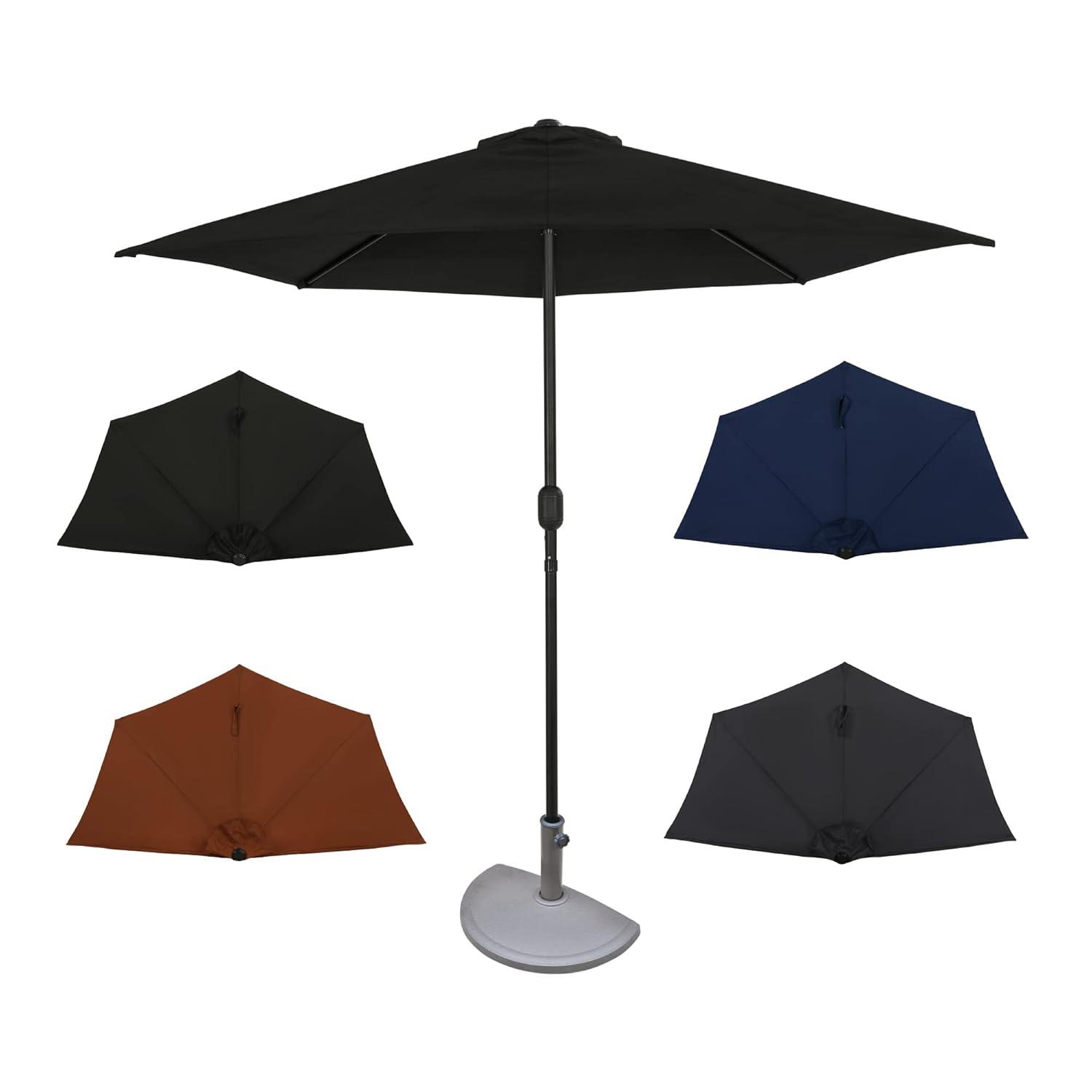 9' x 4.5' Lanai Half Patio Umbrella Black - Island Umbrella: Steel Frame, Water & UV Resistant