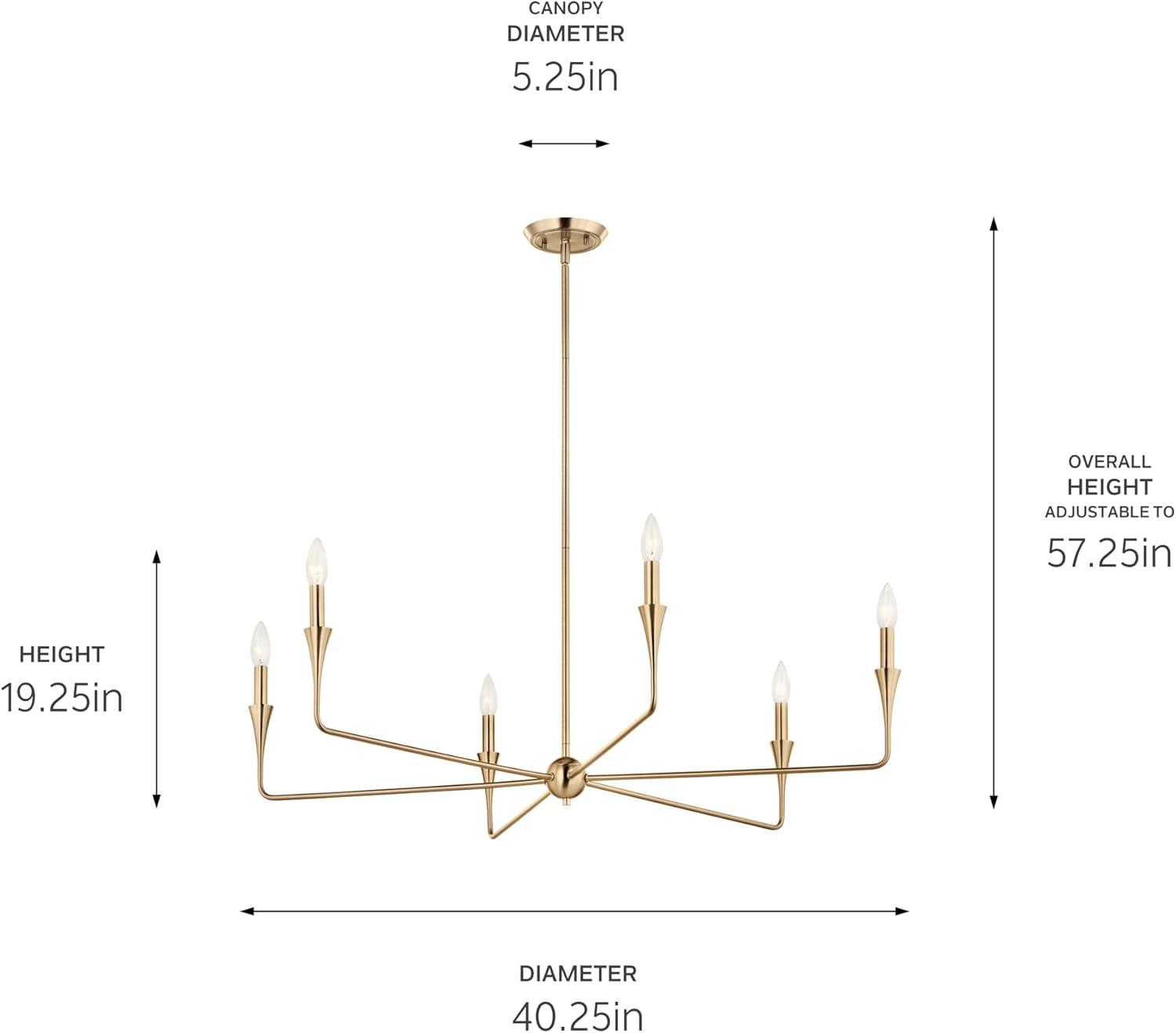 Champagne Bronze 6-Light Modern Candle Chandelier