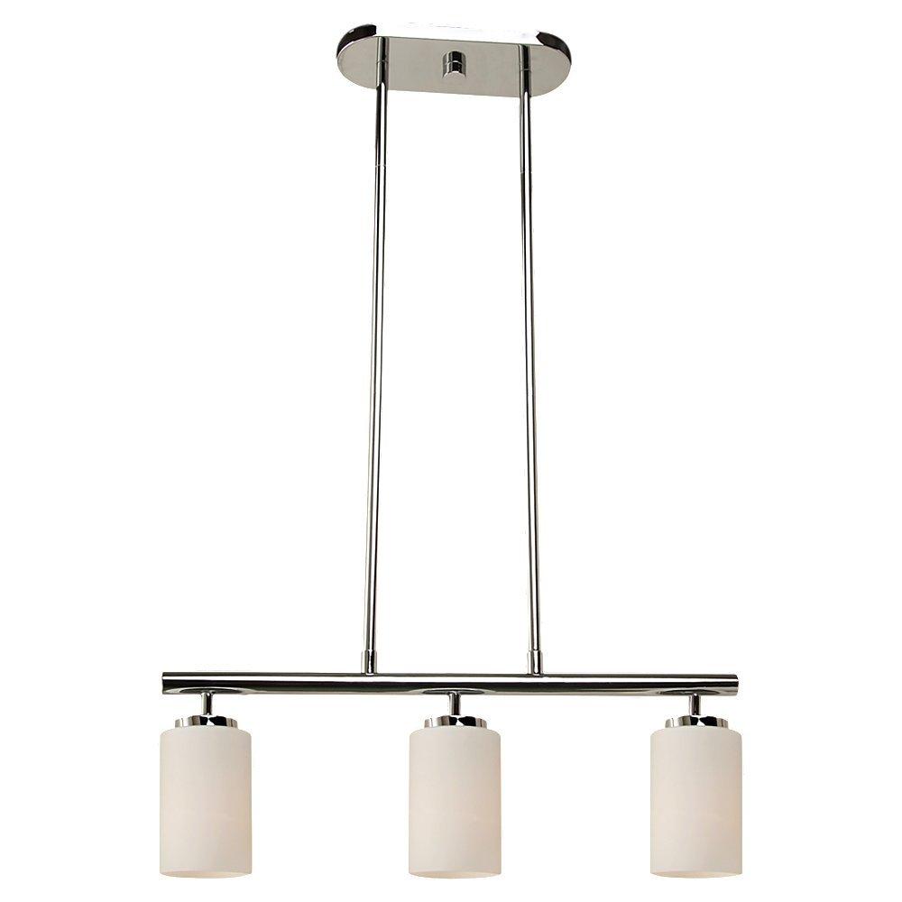 Oslo Chrome Three-Light Island Pendant with Opal Glass Shades