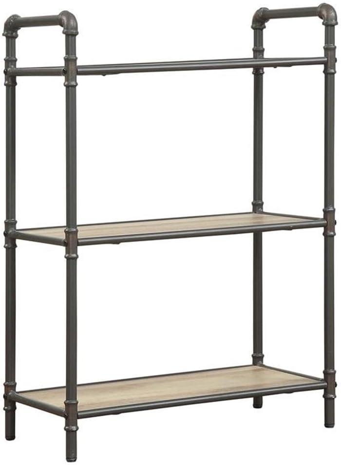 36" Itzel 3 Shelves Bookcase Antique Oak/Sandy Gray - Acme Furniture: Metal Frame, Open Back Design, Assembly Required