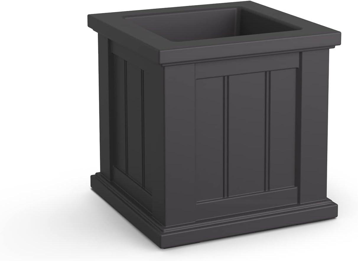 Mayne Cape Cod 14" x 14" x 14" Square Graphite Grey Self-Watering Polyethylene Planter