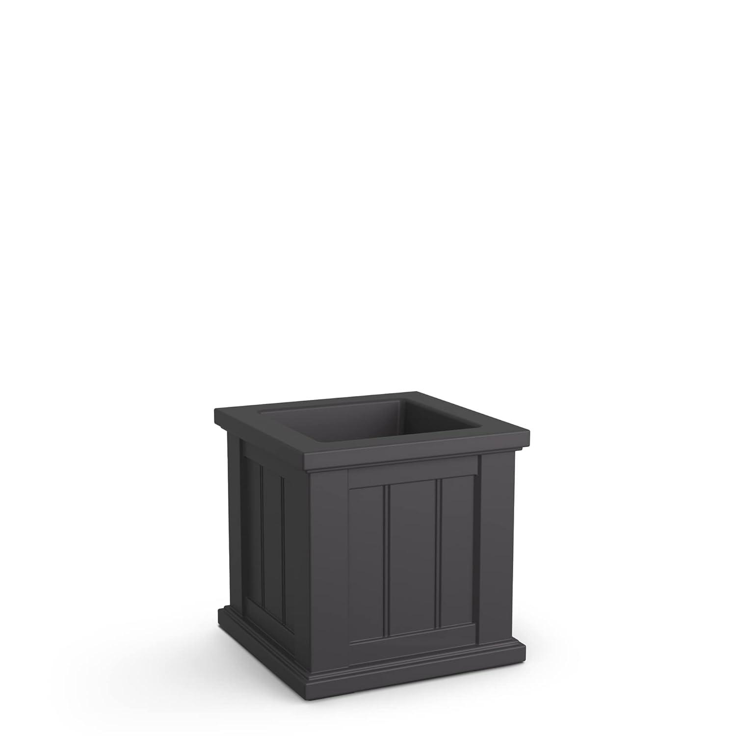 Mayne Cape Cod 14" x 14" x 14" Square Graphite Grey Self-Watering Polyethylene Planter