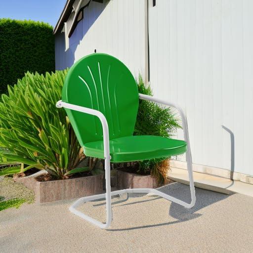 Metal Patio Arm Chair - Green: Crosley, Powder-Coated Steel Frame, UV & Weather-Resistant, 250lb Capacity