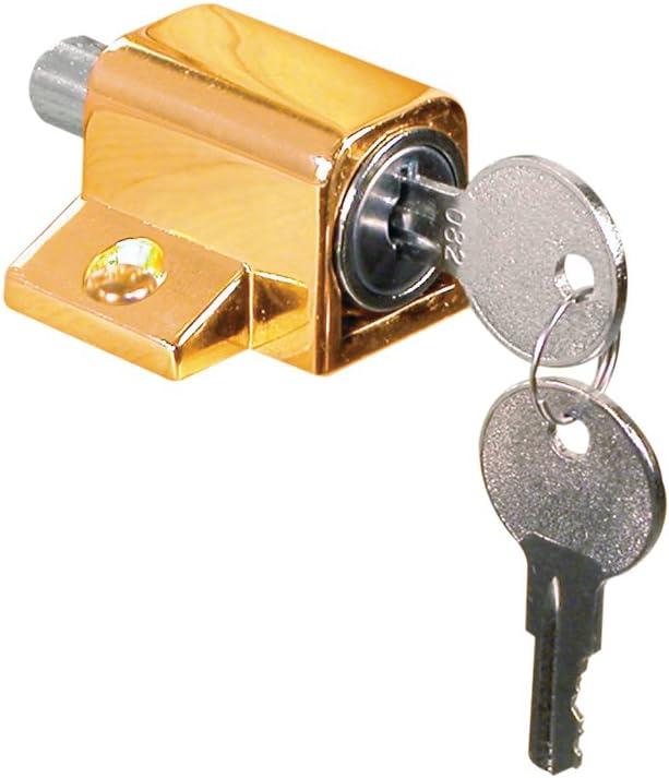 Keyed Sash Lock, 9/16 in. Projection, Diecast, Brass Plated Finish (Single Pack)