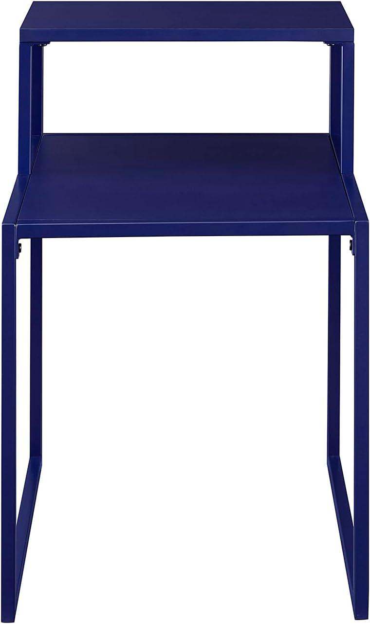 Walker Edison 16" Two Tiered Side Table Metal and Engineered Wood in Blue