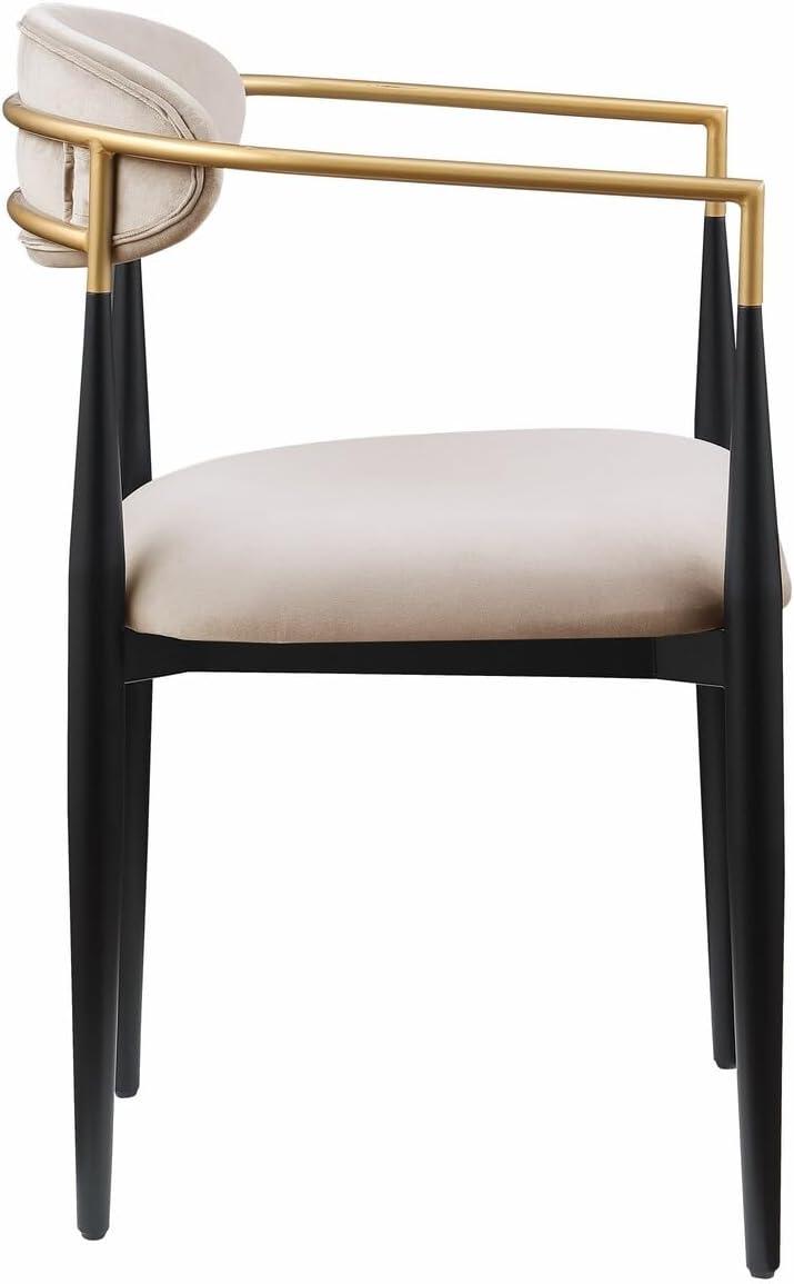 Benjara BM316796 21 in. Kenny Taupe Fabric Foam Padded Gold & Black Metal Dining Chair