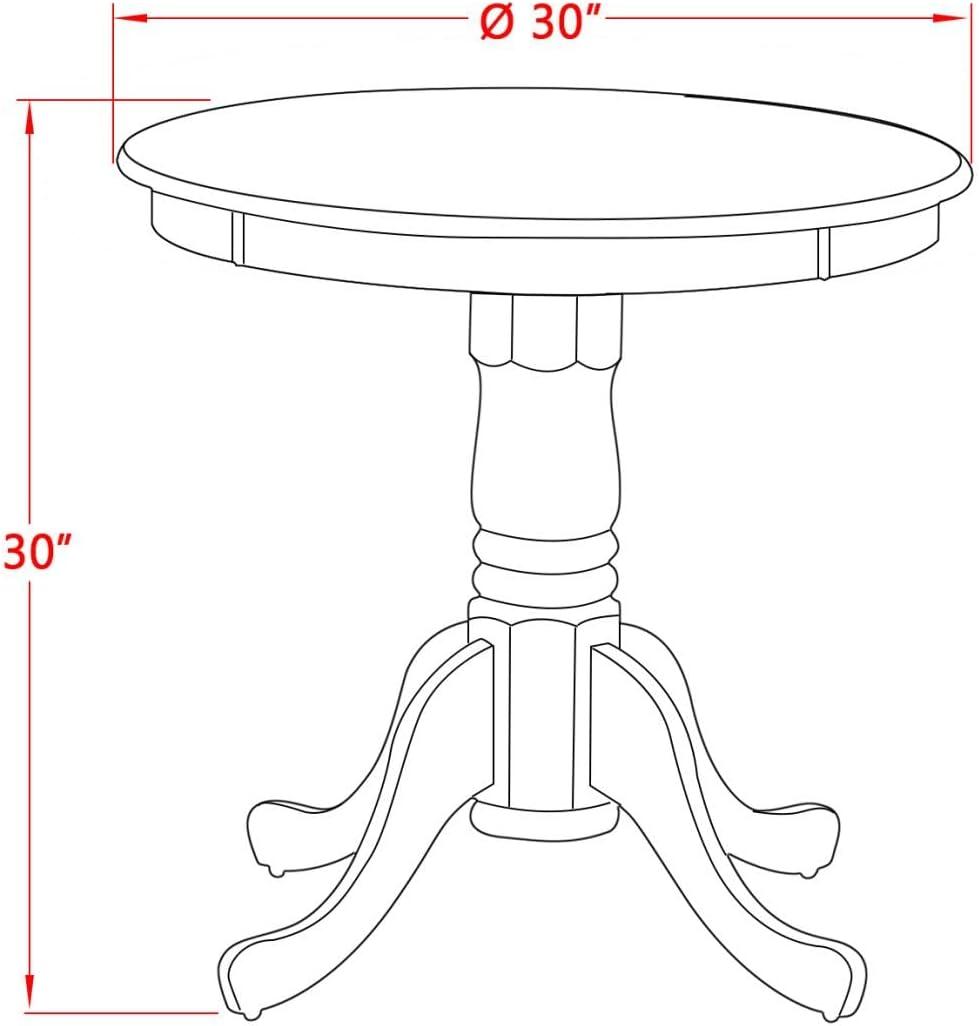 30 in. Eden Round Rubber Wood Oak Dining Table with Linen White Pedestal