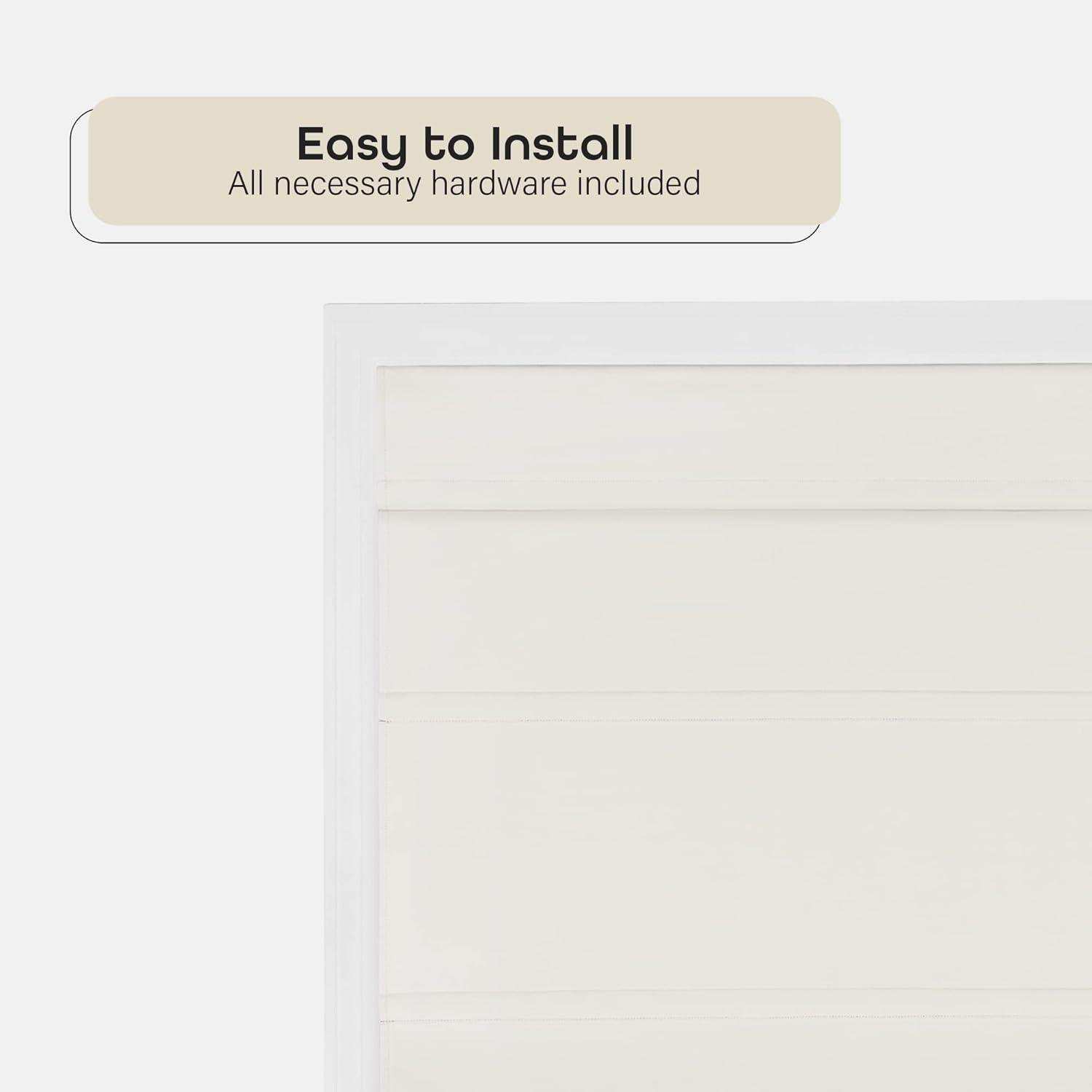 Achim Roman Indoor Cordless Ivory Polyester Blackout Window Roman Pleated Shade, 64" L x 30" W