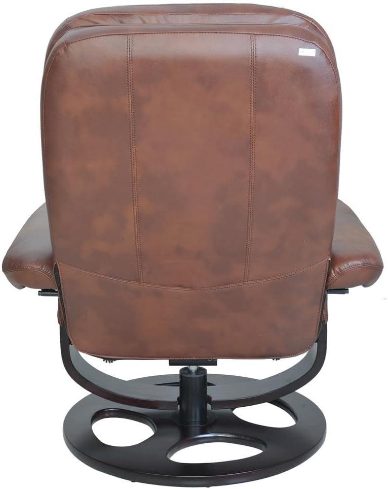 Bowery Hill Contemporary Leather Recliner in Vintage Brown Finish