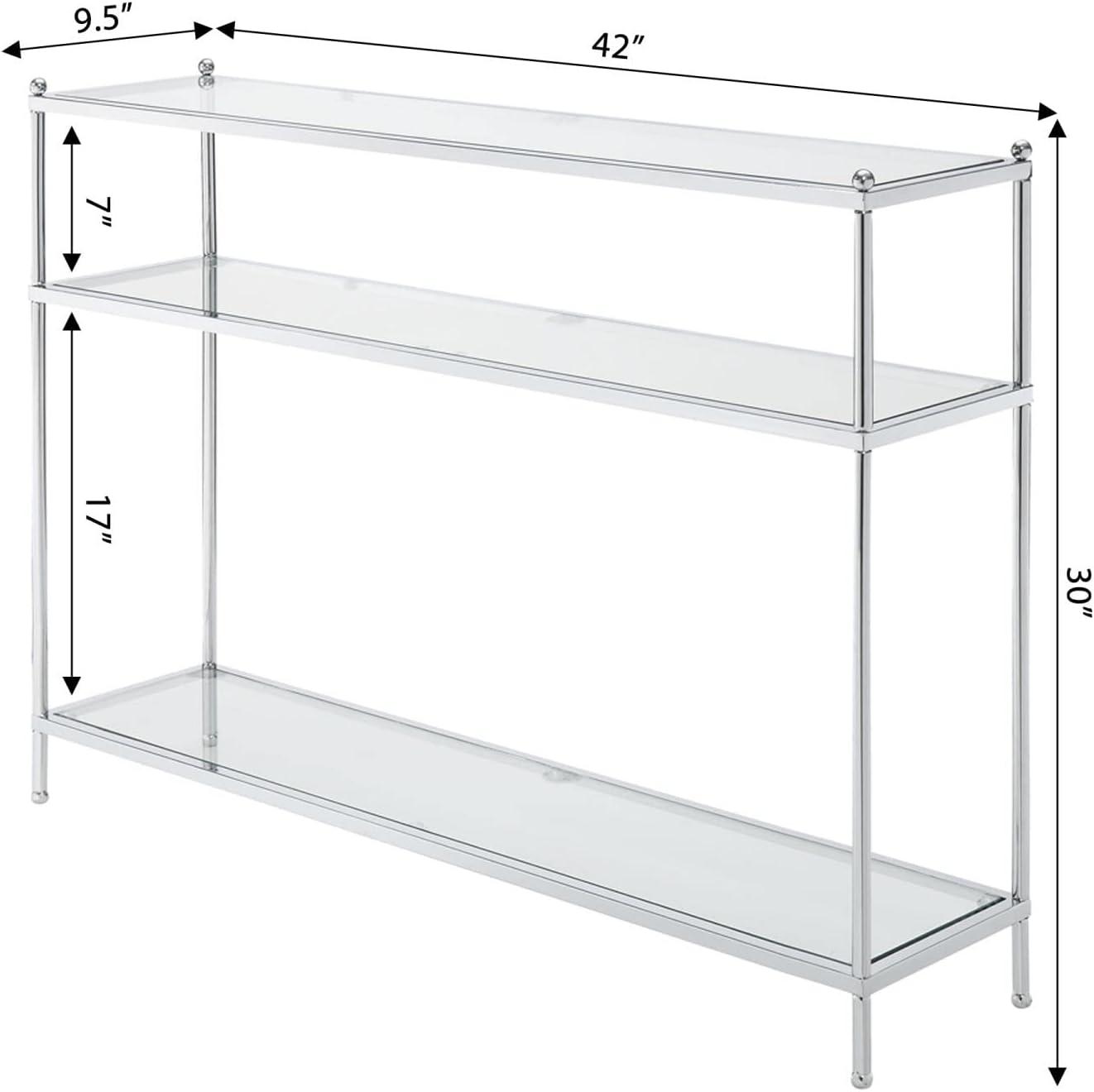 Convenience Concepts Royal Crest 3 Tier Glass Console Table-Finish:Chrome/Glass