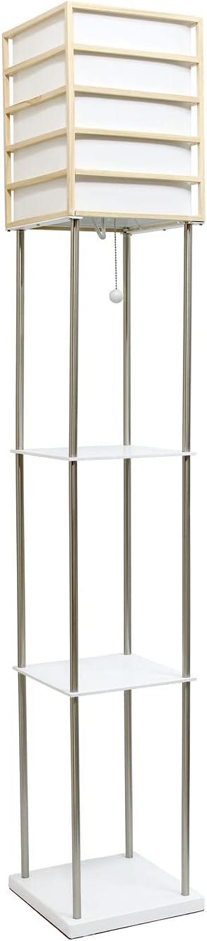 Elegant Designs 60" Metal Etagere Floor Lamp, Light Wood