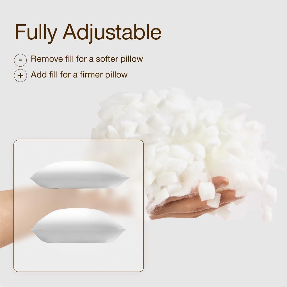 Coop Home Goods Throw Pillow Inserts Set of 2, 12 x 20 Inches White Square Indoor Decorative Pillow Inserts Adjustable Memory Foam Fill Pack of 2